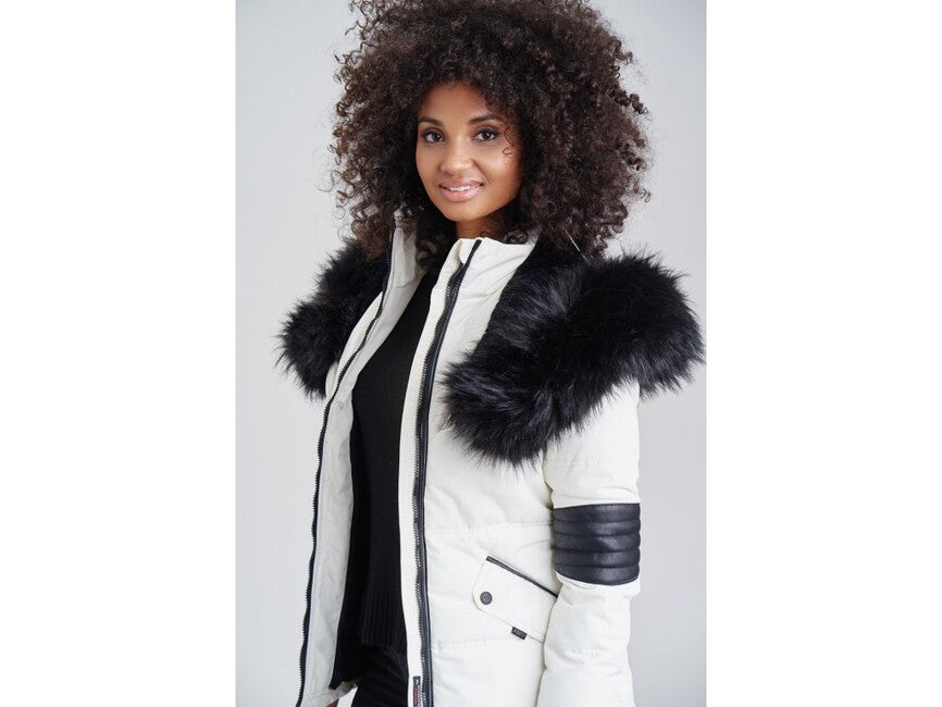 Navahoo NIRVANA damen Winterjacke mit Kapuze, weiß