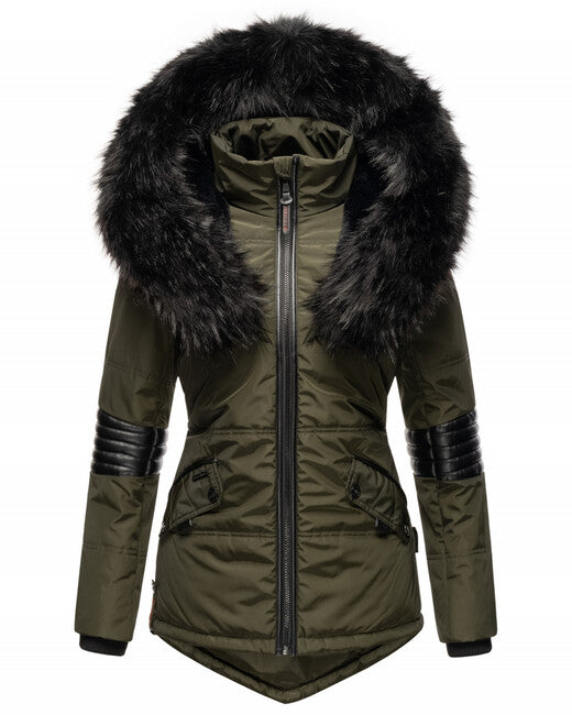 Navahoo NIRVANA damen Winterjacke mit Kapuze, olivgrün
