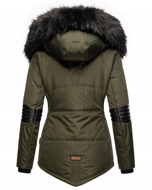 Navahoo NIRVANA damen Winterjacke mit Kapuze, olivgrün