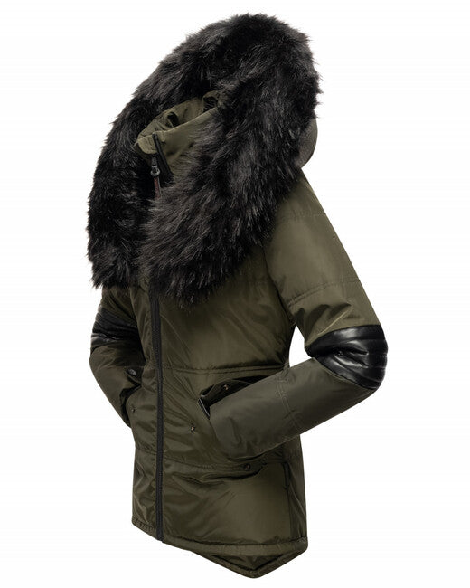 Navahoo NIRVANA damen Winterjacke mit Kapuze, olivgrün