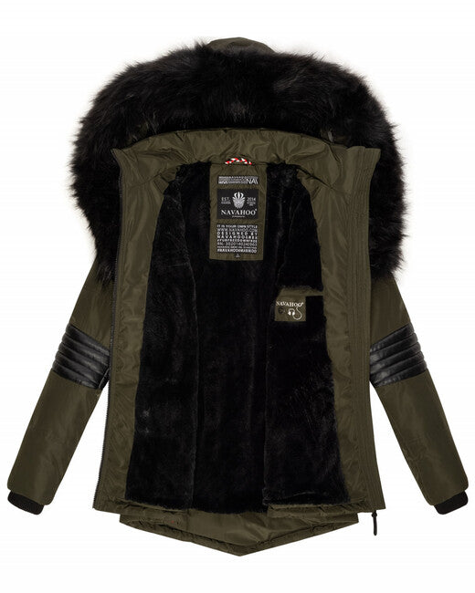 Navahoo NIRVANA damen Winterjacke mit Kapuze, olivgrün