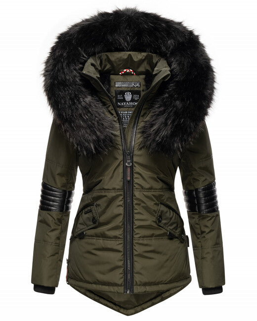Navahoo NIRVANA damen Winterjacke mit Kapuze, olivgrün
