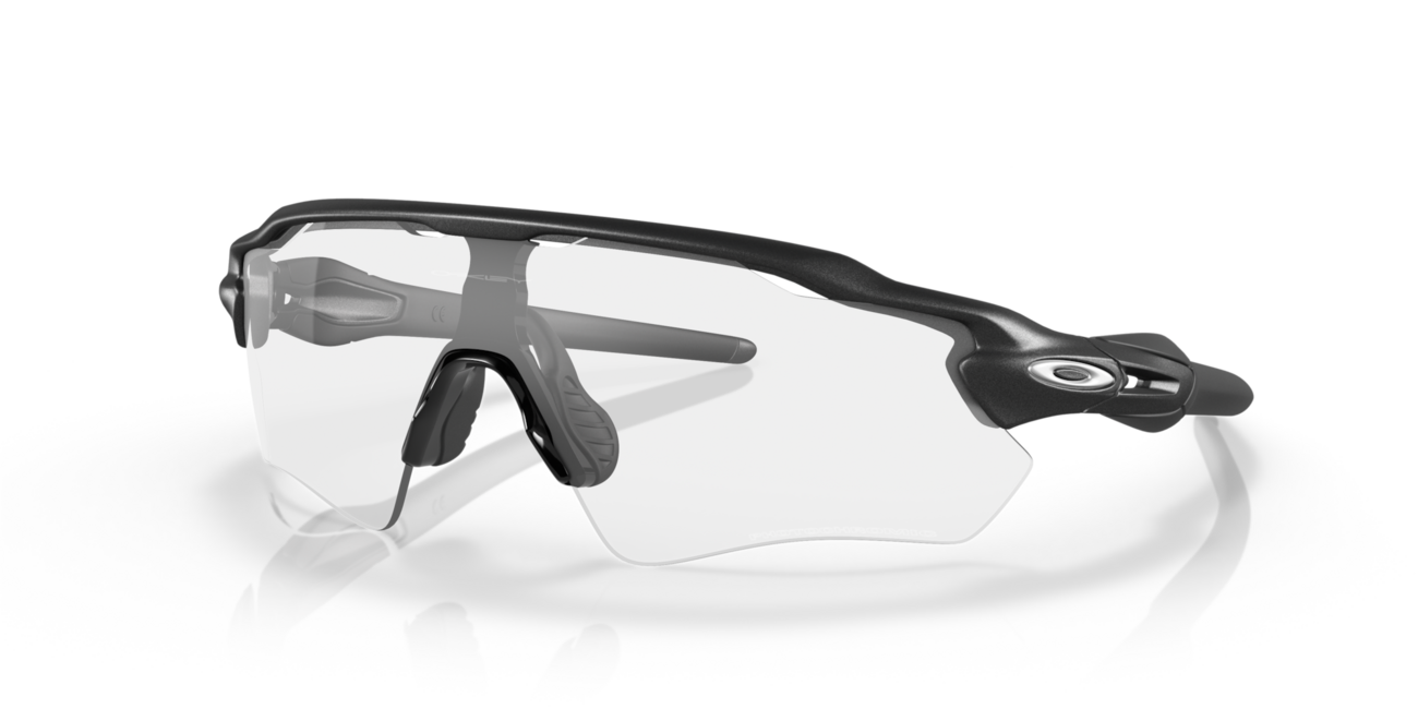 Oakley RADAR EV PATH Fotochrome Brille mit Rahmen Steel und mit Dias Clear 50% Black Irid Photo