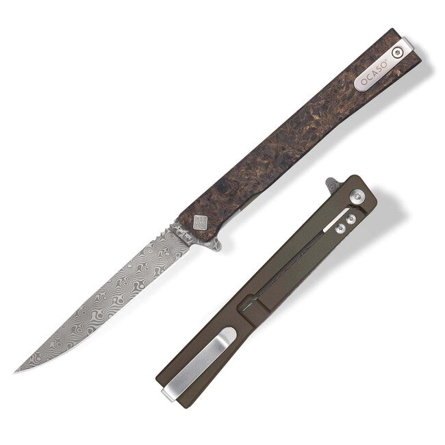 OCASO Solstice Schließung Messer Damastus Bronze