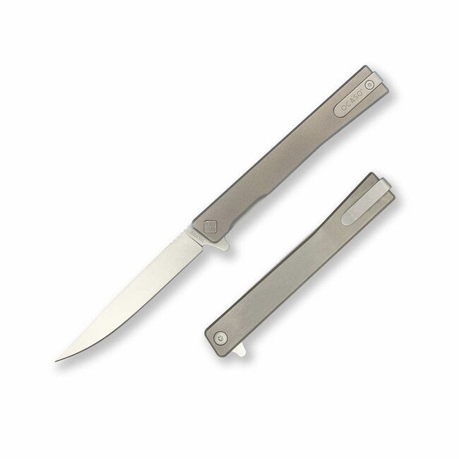 OCASO Solstice Titanium + Satin Gerade Schließmesser