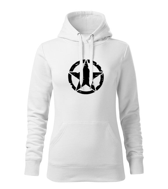 DRAGOWA damensweatshirt mit Kapuze star, weiß 320g/m2