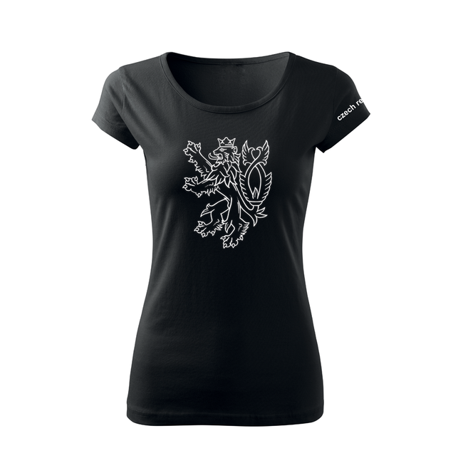DRAGOWA damen T-shirt Tschechischer Löwe 150 g/m² Schwarz