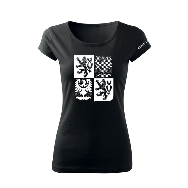 DRAGOWA damen T-shirt Tschechisches großes Wappen 150 g/m² Schwarz