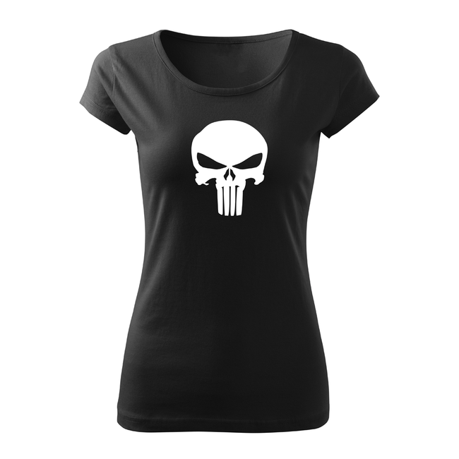 DRAGOWA damen Kurzshirt punisher, schwarz 150g/m2