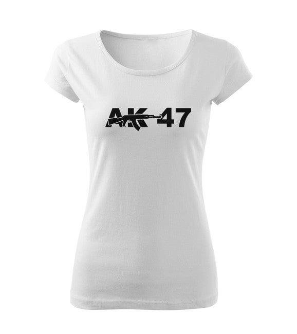 DRAGOWA damen Kurzshirt ak47, weiß150g/m2
