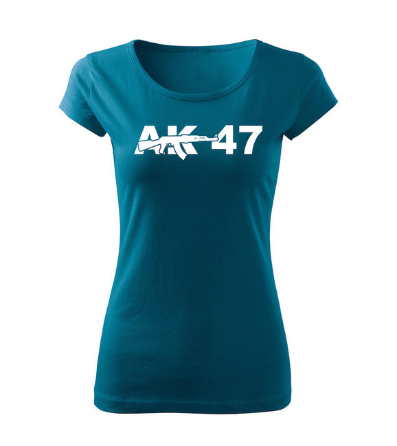 DRAGOWA damen Kurzshirt ak47, petrol blue 150g/m2