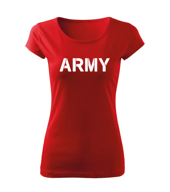 DRAGOWA damen Kurzshirt army, rot 150g/m2