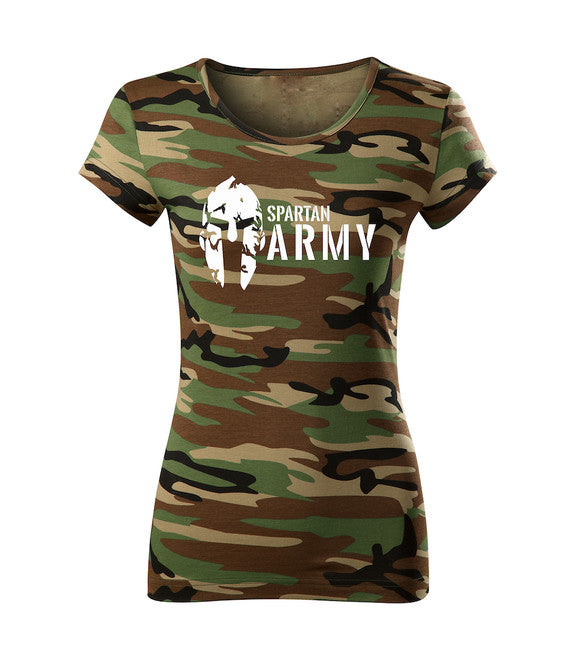 DRAGOWA damen Kurzshirt spartan army, camouflage 150g/m2