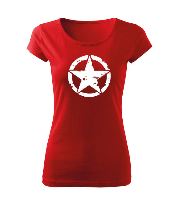 DRAGOWA damen Kurzshirt star, rot 150g/m2