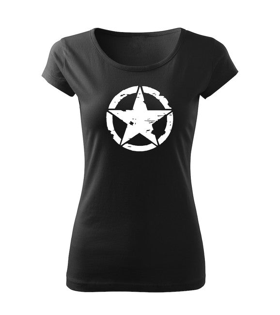 DRAGOWA damen Kurzshirt star, schwarz 150g/m2
