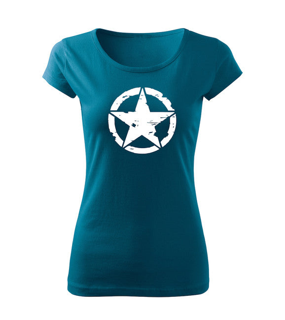 DRAGOWA damen Kurzshirt star, petrol blue 150g/m2