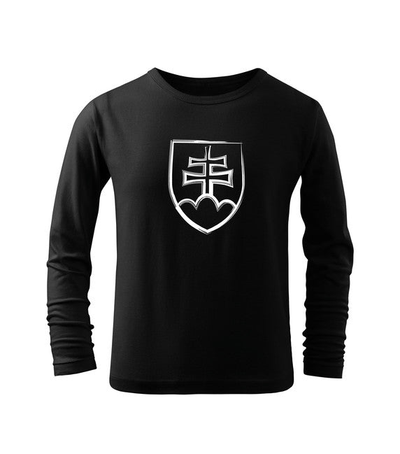 DRAGOWA kinder-Langarmshirt Slowakisches Wappen, schwarz