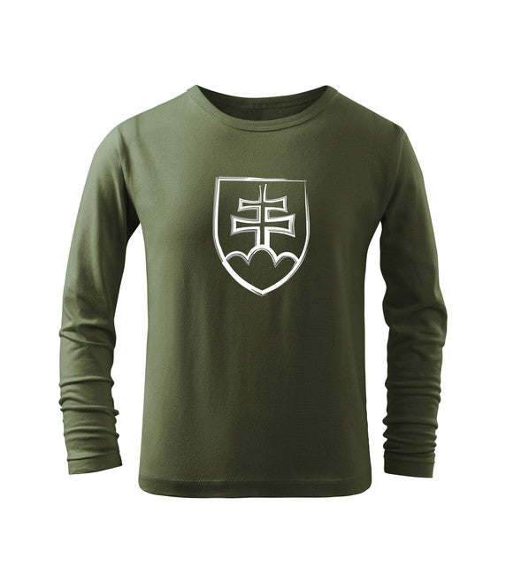DRAGOWA kinder-Langarmshirt Slowakisches Wappen, oliv