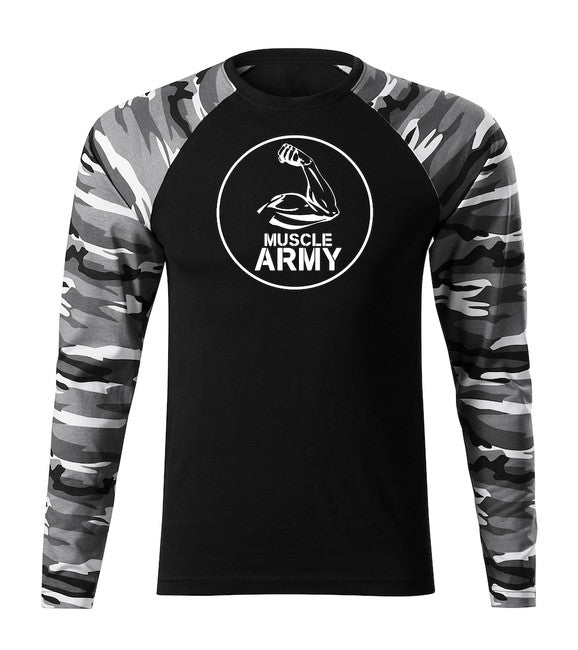 DRAGOWA Fit-T tričko s dlhým rukávom muscle army biceps