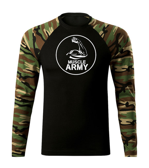 DRAGOWA Fit-T tričko s dlhým rukávom muscle army biceps