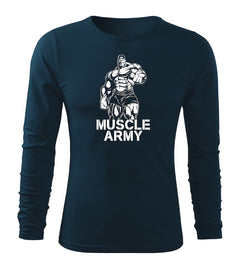 DRAGOWA Fit-T Langarmshirt muscle army man 160 g/m², dunkelblau