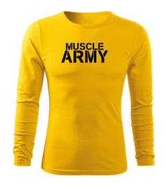 DRAGOWA Fit-T Langarm-T-Shirt muscle army 160 g/m², gelb