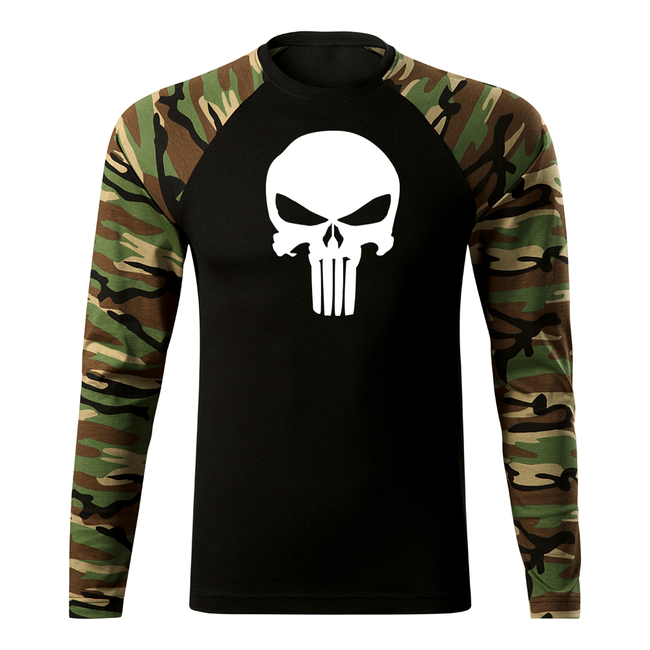 DRAGOWA Fit-T langärmliges T-shirt punisher, woodland 160g/m2
