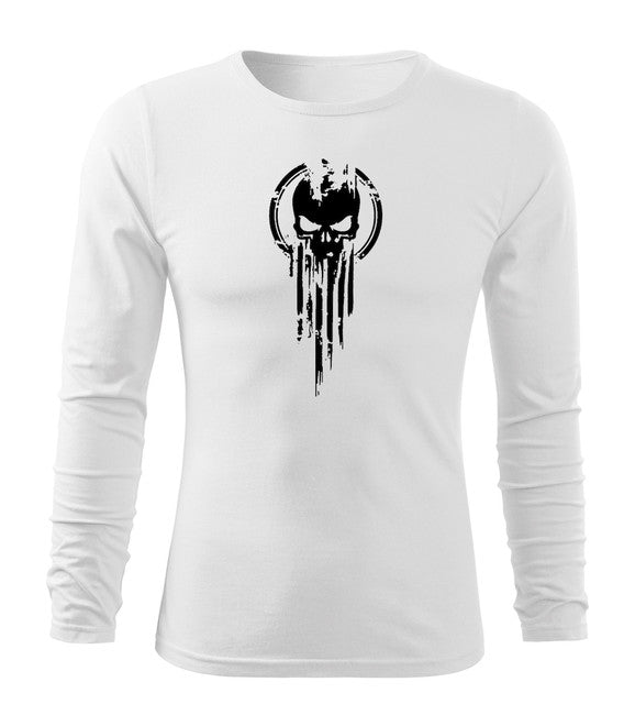 DRAGOWA Fit-T langärmliges T-shirt skull, weiß 160g/m2