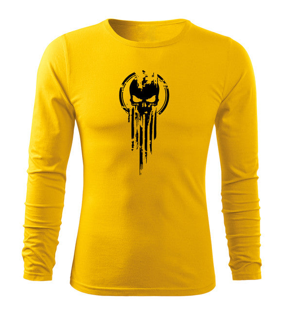 DRAGOWA Fit-T langärmliges T-shirt skull, gelb 160g/m2