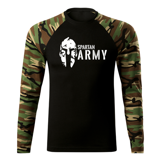 DRAGOWA Fit-T langärmliges T-shirt spartan army, woodland 160g/m2