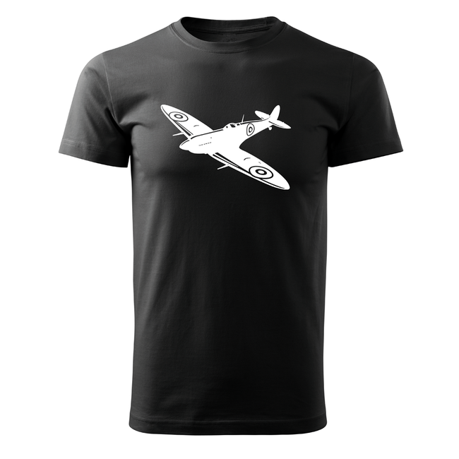 DRAGOWA Kurzarmshirt Flugzeug, schwarz 160 g/m2