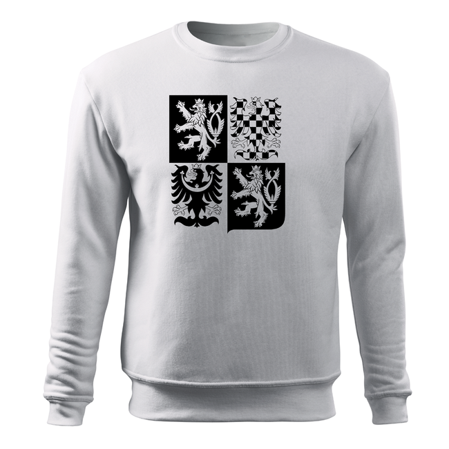 DRAGOWA herren-Sweatshirt Tschechisches großes Wappen, weiß 300 g/m2