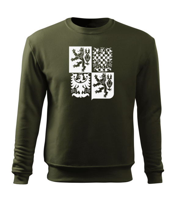 DRAGOWA herren-Sweatshirt Tschechisches großes Wappen, oliv 300 g/m2