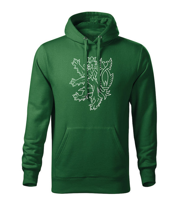 DRAGOWA herren-Kapuzenpullover Tschechischer Löwe, grün 320 g/m2