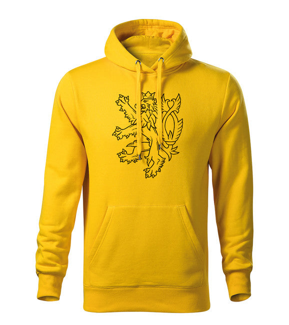 DRAGOWA herren-Kapuzenpullover Tschechischer Löwe, gelb 320 g/m2