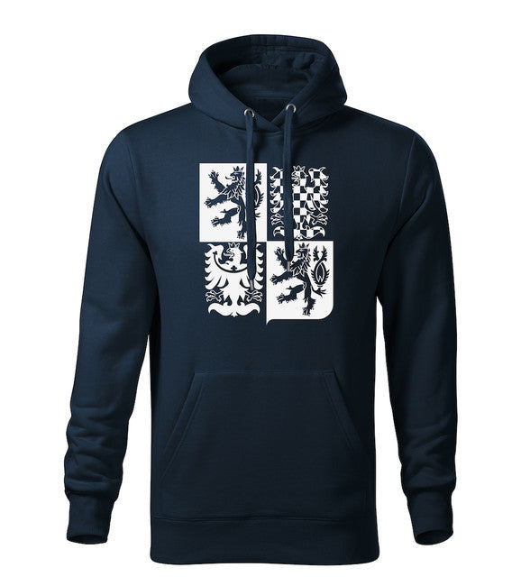DRAGOWA herren-Kapuzenpullover Tschechisches großes Wappen, dunkelblau 320 g/m2