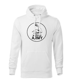 DRAGOWA ανδρικό φούτερ με κουκούλα muscle army biceps 320 g/m², λευκό