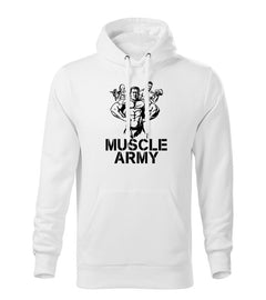 DRAGOWA Herren-Kapuzenpullover muscle army team 320 g/m², weiß