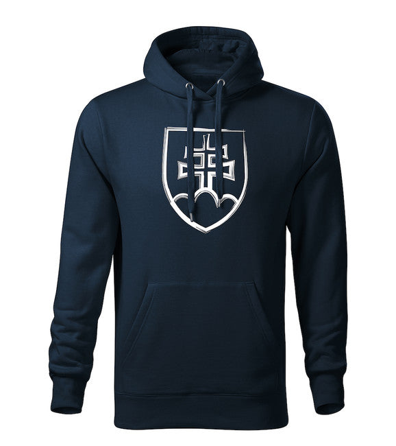 DRAGOWA herren-Kapuzenpullover Slowakisches Wappen, dunkelblau 320 g/m2