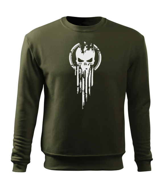 DRAGOWA herren-Sweatshirt skull, olivgrün 300g/m2