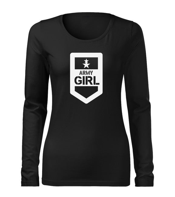 DRAGOWA Slim dámske tričko s dlhým rukávom army girl