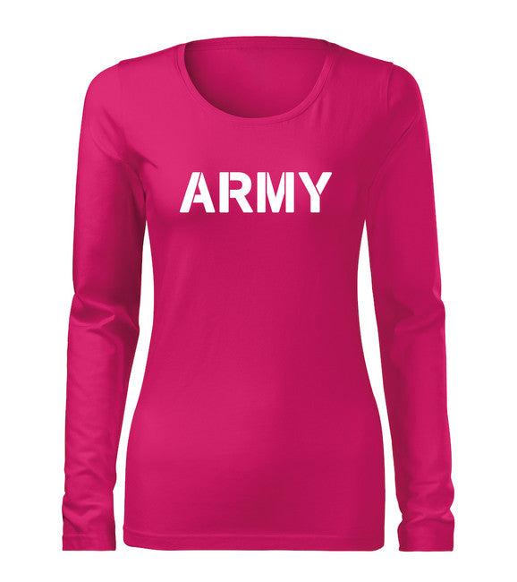 DRAGOWA Slim damen-Langarmshirt army, rosa 160g/m2