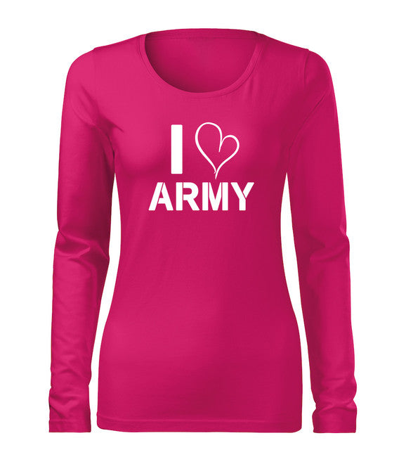 DRAGOWA Slim dámske tričko s dlhým rukávom i love army