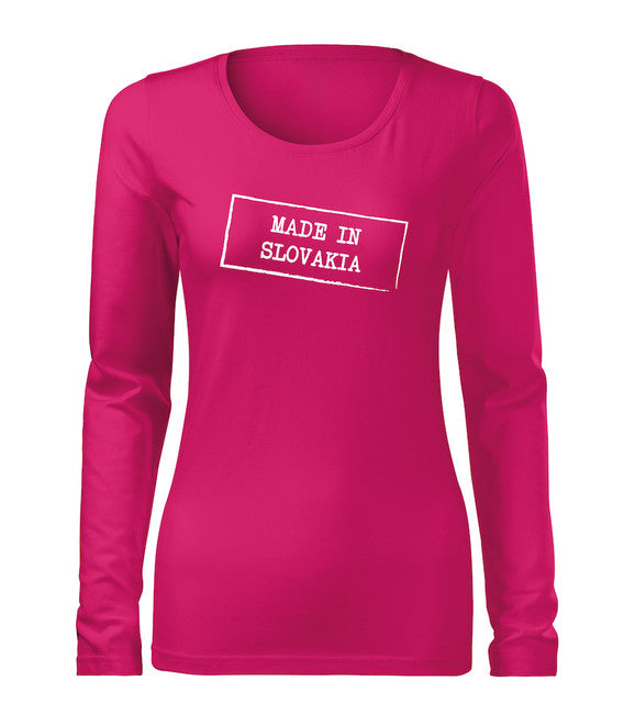 DRAGOWA Slim damen-Langarmshirt Hergestellt in der Slowakei, rosa 160 g/m2
