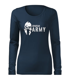 DRAGOWA Slim Damen-Langarmshirt Spartan army 160 g/m², dunkelblau