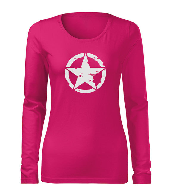 DRAGOWA Slim damen-Langarmshirt star, rosa 160g/m2