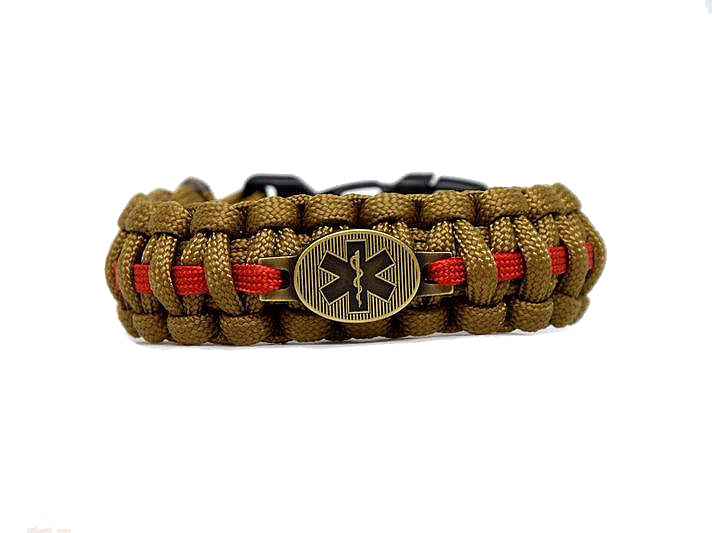 Cordell paracord Armband Militär zdravotnik sirka 2,4cm, coyote, zapinanie na klip