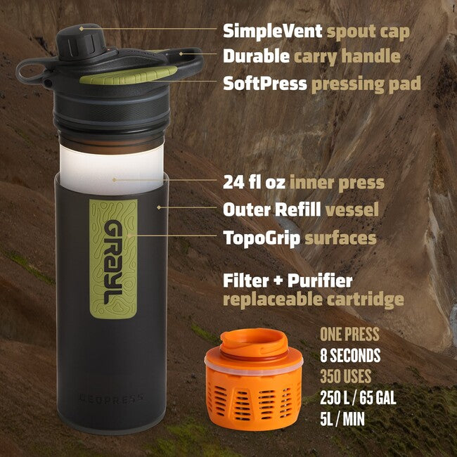GRAYL Geopress Luftreiniger, Filterflasche, black camo