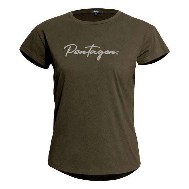 Pentagon Damen- kurz T-Shirt Whisper Calligraphy, RAL7013