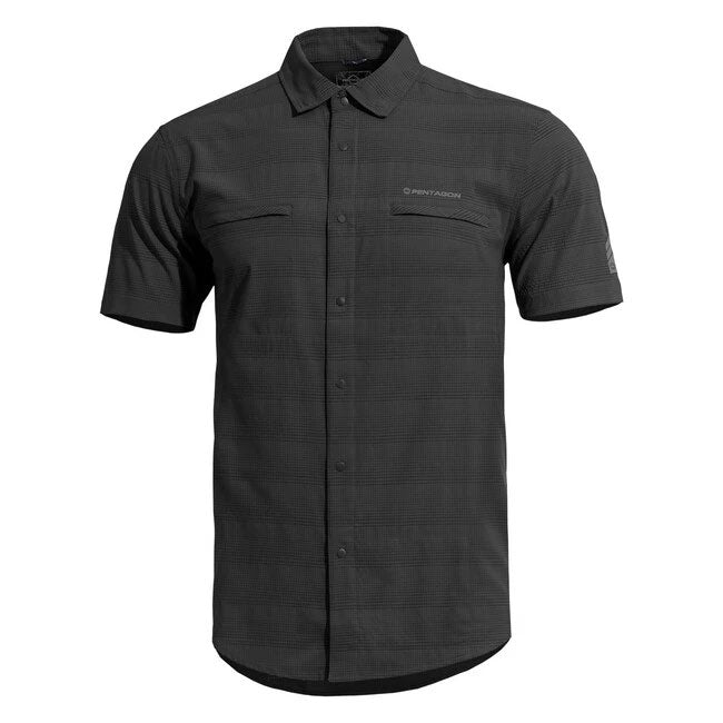 Pentagon Hemd Kurzarm Ripple, schwarz